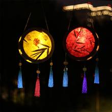 Lanterna chinesa redonda de madeira com flor, faça você mesmo, lâmpada com borla para o festival de primavera chinesa, outono, decoração de festa de casamento 2024 - compre barato