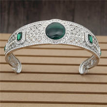 Tiara verde barroca, coroa para cabeça de cristal queen, coroa para casamento, jóias, acessórios para cabeça 2024 - compre barato