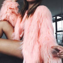 Fashion Furry Faux Fur Coat Women Fluffy Warm Long Sleeve Female Outerwear Autumn Winter Coat Jacket Hairy Collarless Overcoat 2024 - купить недорого