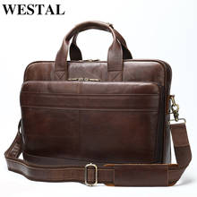Портфель WESTAL 8841 мужской, для ноутбука 15 дюймов, сумка из натуральной кожи 2024 - купить недорого