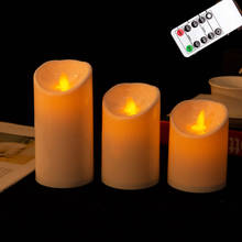 3 Pieces Plastic Remote Control Battery Candles,3 inch Flameless Electric LED Candle Light Set For Wedding Church Home Dec 2024 - buy cheap