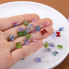 Brincos de borboleta de vidro, mini brincos mágicos cristal borboleta estilo retrô coreano, joias diy, acessórios de cabelo, 20 peças 2024 - compre barato
