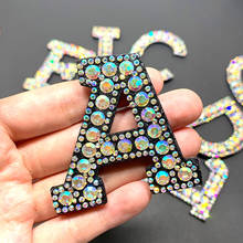Parches de diamantes de imitación para ropa, apliques 3D con letras del alfabeto inglés, 1 unidad, A-Z 2024 - compra barato