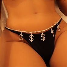 Novelty Dollar Sign Pendant Waist Chain Belt For Women Fashion Rhinestone Tennis Chain Jewelry Gift 2024 - buy cheap