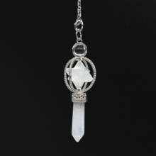 Colgante de cristal de roca Natural, joyería de amuleto Chapado en plata, Prisma hexagonal, Merkaba, 1 pieza, 100 2024 - compra barato