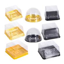 50pcs Plastic Square Moon Cake Boxes Egg-Yolk Puff Container Golden Packing Box Dome Cupcake Boxes Mooncake Food Containers 2024 - buy cheap
