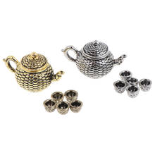 6 Pcs Doll House Accessories Classic Metal Teapot Set Dollhouse Miniatures 1:12 Accessories DIY Dollhouse Party 2024 - buy cheap