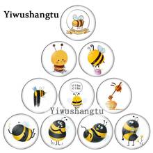 Cute cartoon bees sing song 8mm/10mm/12mm/18mm/20mm/25mm Round photo glass cabochon demo flat back Making findings ZB0543 2024 - buy cheap