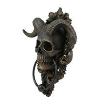 Skull Door Knocker Horned God Skull Hanging Door Knocker Resin Door Decor Door Hardware 11x12cm LBShipping 2024 - buy cheap