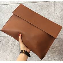 New Fashion 2019 Women Men OL Briefcase Luxury Handbags Envelope Large Clutch Purse Bags Leather Designer Soild Brown Black Red 2024 - buy cheap