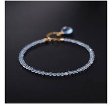 Daimi pulseira topázio azul céu, pedras preciosas femininas, joias de ouro genuíno 18k 2024 - compre barato