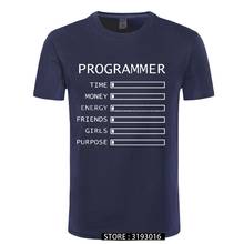 Camiseta de algodão casual masculina, camiseta engraçada com manga curta do tempo de programador para computador 2024 - compre barato
