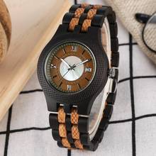 Exquisite Ebony Wooden Watch for Men Full Natural Bamboo Wood Adjustable Band Leisure Luminous Function Calendar Quartz Clocks 2024 - buy cheap