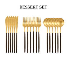 18pcs Matte Black Gold Dessert Forks Knives Spoon Cutlery Stainless Steel Set Flatware Stirring Drink Ice Cream Party Utensils 2024 - buy cheap