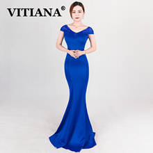 VITIANA, черное сексуальное платье-труба, женское Сетчатое Элегантное Длинное Платье с открытой спиной, глубоким v-образным вырезом, синие красные вечерние платья 2024 - купить недорого
