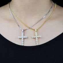 2022 High Quality Iced Out Bling 5A Cubic Zirconia Trendy Cross Pendant Box Chain Necklace For Hip Hop Women Jewelry Wholesale 2024 - buy cheap