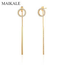 MAIKALE-pendientes clásicos de circonia cúbica para mujer, aretes largos de color dorado y negro, cadena de Metal, borla, regalos de joyería 2024 - compra barato