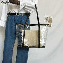 Transparent Bags Women Underarm Son-mother Bag Leisure Simple Tote Bag Large Capacity Ins Harajuku All-match High Street Ulzzang 2024 - buy cheap