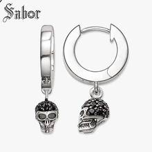 Creole Skull Pave Hinged Hoop Earrings Cubic Zirconia Jewelry Punk silver color Gift For Women Men 2020 New thomas 2024 - buy cheap