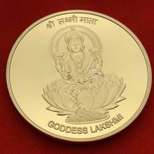Diosa de la India Lakshmi, moneda chapada en oro de China, monedas conmemorativas de Tai Chi Feng Shui 2024 - compra barato
