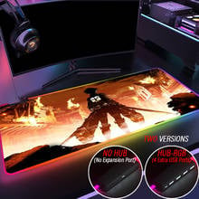 Extreme-color rgb ataque na almofada do rato do titã costume eren levi hub 4 porta usb acessórios do pc mousepad com led backlit playmat 2024 - compre barato