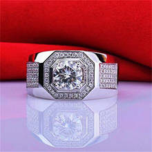 Anéis de luxo com pedras preciosas prata esterlina 925 para homens, 2ct de diamante simulado, joia de safira branca para casamento e noivado tamanho 8 a 13 2024 - compre barato