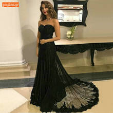 Marvelous Black Mermaid Evening Gowns Sweetheart Appliqued Elastic Satin Slim fit Evening Dresses Long Custom Made Formal Dress 2024 - buy cheap
