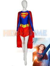 Fantasia cosplay feminina super-herói, azul/vermelho, elastano, roupa feminina, traje de halloween 2024 - compre barato