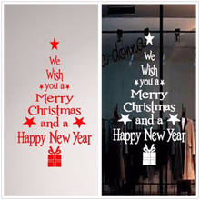 3 стиля Счастливого Рождества наклейки на стену окна водостойкие благословение Рождественская елка новогодняя Наклейка на стену домашний Декор Съемный 2024 - купить недорого