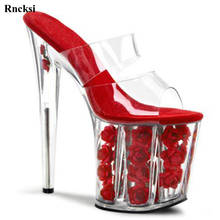 Rncksi New Transparent Plastic Upper Ladies Slippers 20Cm Extrem High Heels Open Toe Summer Shoes Women Slides Ladies Shoes 2024 - buy cheap