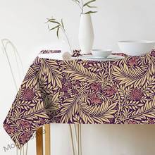 William Morris Design Purple Red Green Spring Floral Plant Leaf Pattern Decorative Tablecloth Waterproof Linen Table Desk Cover 2024 - buy cheap