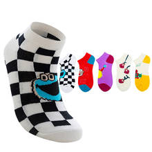 Black and white plaid, yellow, red, milk white, purple, ladies personalized cotton socks ZQ062 2024 - buy cheap