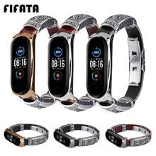 FIFATA Reto Style Leather Butterfly Buckle Watch Band For Xiaomi Mi Band 5 Smart Bracelet Replacement For Mi Band 4/3 Wristband 2024 - buy cheap