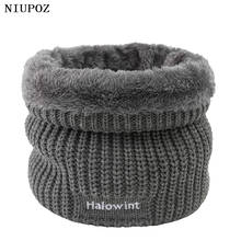 New Design Fashion Letter Unisex Winter Solid Warm Ring Knitted Scarf Men Headband Acrylic Collar Plus Velvet 2024 - buy cheap