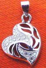 Qingmos genuíno oco para fora 12mm pingente de coração para as mulheres design colar prata s925 pingente & enchase zircônia cúbica pingente p218 2024 - compre barato