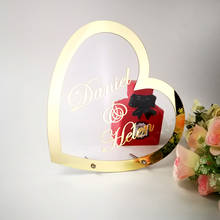 Moldura de espelho acrílico personalizada em forma de coração, etiqueta em forma de coração para convidados, presente 2024 - compre barato