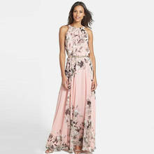 Hirigin Summer New Style Fashion Women Sleeveless Chiffon Casual Beach Long Floral Dress Party Dress 2024 - buy cheap