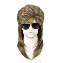 Wigs for Men Synthetic Costume Wigs Medium Length Rock Hair With Bangs Natural Wigs  Cosplay Daily Use Heat Resistant Fiber Wigs 2024 - buy cheap
