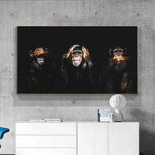 Dark Wise 3 Monkeys Gorilla Animal Posters And Prints Canvas Painting Wall Pictures For Living Room Home Decor 2024 - buy cheap