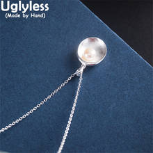 Uglyless Fashion Simple Glossy Silver Bowl Flowers Jewelry Sets Women Natural Pearl Studs Earrings Pendants Necklaces 925 Silver 2024 - buy cheap