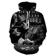 New Fashion Men/Women 3d Hoodies Drinking wine in a suit Skulls Print Hooded black Sweatshirts Hoody Hip hop Tops male jacket 2024 - buy cheap