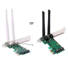Беспроводная сетевая карта Wi-Fi Mini PCI-E Express к адаптеру PCI-E, 2 антенны, внешний ПК 2024 - купить недорого