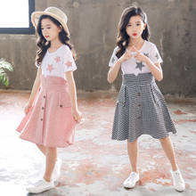 Crianças vestido de verão 2020 meninas vestidos princesa crianças retalhos xadrez roupas para meninas 4 5 6 7 8 9 10 11 12 anos velho 2024 - compre barato