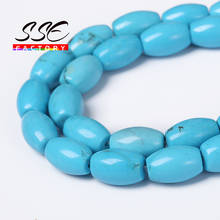 Natural Blue Turquoises Rice Shape Beads Natural Stone Beads Semi-Finished Handmade Bracelet Bead Accessory For Jewelry Making 2024 - buy cheap