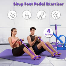 Faixa elástica com 4 tubos para treino de resistência, fitness, 4 bandas, equipamento de exercício, sentado, puxar corda, academia, malhação, esporte 2024 - compre barato