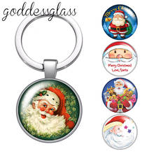 Счастливого Рождества, любовь, подарок Санта-Клауса, круглый стеклянный брелок с кабошоном, брелок для автомобильных ключей, кольцо-держатель, подвески, брелки, подарки 2024 - купить недорого