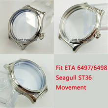 44mm funda de reloj plateada para ETA 6497/6498 o Gaviota ST3600/ST3620 cuerda manual movimiento 2024 - compra barato