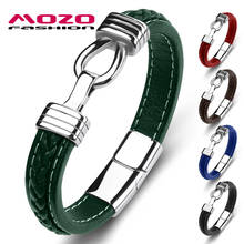 Brazalete de acero inoxidable y cuero genuino para hombre y mujer, pulsera de moda de alta calidad, color verde, estilo Retro, novedad 2024 - compra barato