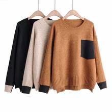 Knitting Sweater Women New Fashion Pullover O Neck Fake pocket irregular Knitwear Knitted Sweater Pull Femme Loose Jumper Ladies 2024 - buy cheap