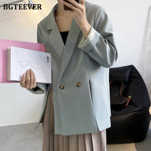 BGTEEVER New Spring Casual Double Breasted Women Suit Jacket Elegant Long Sleeve Loose Side Split Female Blazer 2021 2024 - buy cheap
